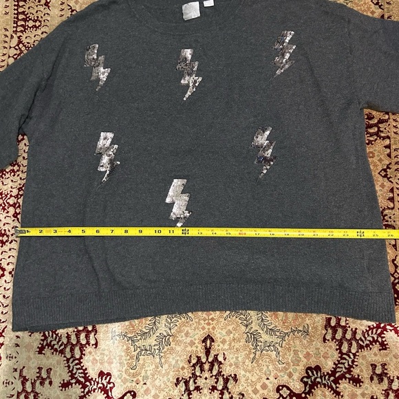 Oleg Cassini Thunderbolt Gray Sweater-1X - Picture 5 of 16